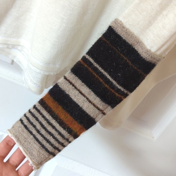 Free People Oversized Boat Neck Knit Cuff Long Raglan Sleeve Blouse Cream Small - Picture 8 of 14